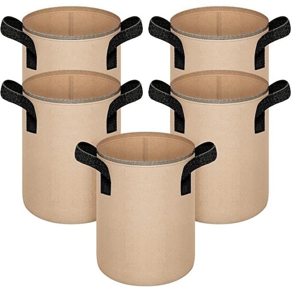 Ipower Grow Bag, 3-gallon, 5-pack, Tan, 5PK GLGROWBAG3X5TAN - main